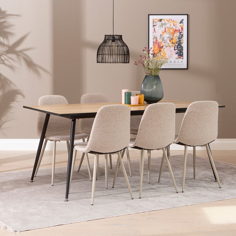 Montpellier & Maria ruokailuryhmä 180x90cm kuudelle, puunsävy/beige