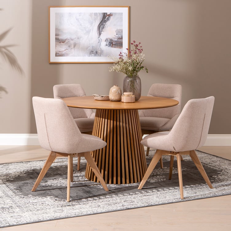 Metz & Everly ruokailuryhmä pyöreä 120cm neljälle, viilutettu tammi/hiekka