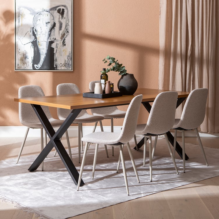 Cenni & Maria ruokailuryhmä 190x90cm kuudelle, tammi (melamiini) / beige