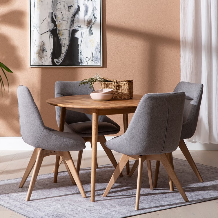 Ekholm & Everly ruokailuryhmä pyöreä 110cm neljälle, tammi/harmaa