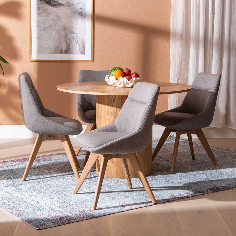 Rotondo & Everly ruokailuryhmä pyöreä 120cm neljälle, tammi/harmaa