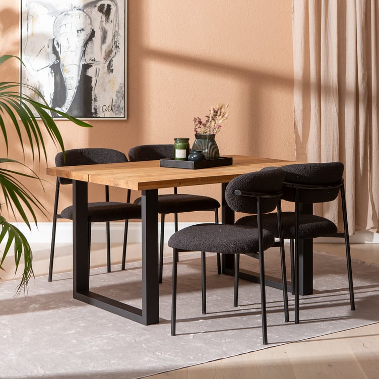 Isla & Bow  ruokailuryhmä 140x95 neljälle u-jalalla, öljytty tammi / musta
