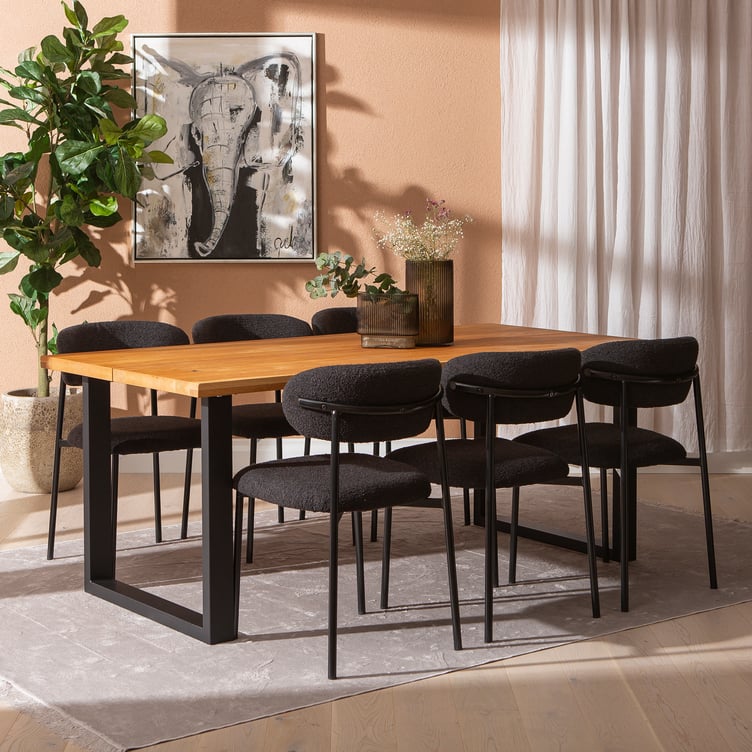 Isla & Bow ruokailuryhmä 190x95 kuudelle u-jalalla, öljytty tammi / musta