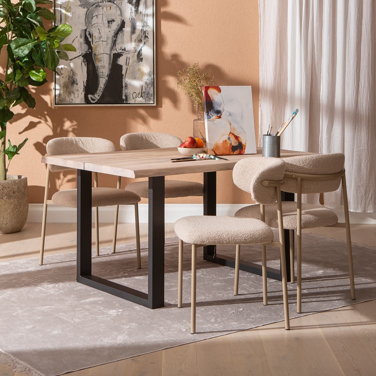 Estelle & Bow ruokailuryhmä 140x95 neljälle u-jalalla, valkoöljytty tammi / khaki