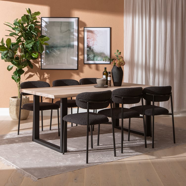 Estelle & Bow ruokailuryhmä 190x95 kuudelle u-jalalla, valkoöljytty tammi / musta
