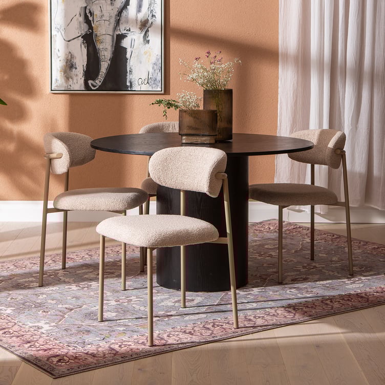 Rotondo & Bow ruokailuryhmä pyöreä 120cm neljälle, musta saarni / khaki