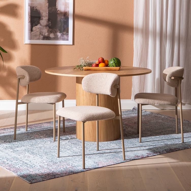 Rotondo & Bow ruokailuryhmä pyöreä 120cm neljälle, natural saarni / khaki