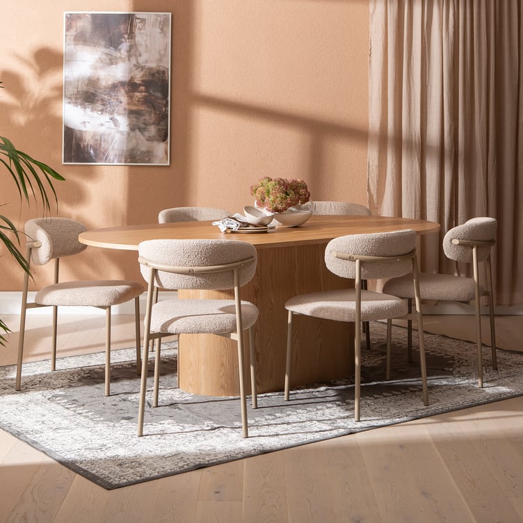 Rotondo & Bow ruokailuryhmä ovaali 200x110cm kuudelle, saarniviilu/tammi/khaki