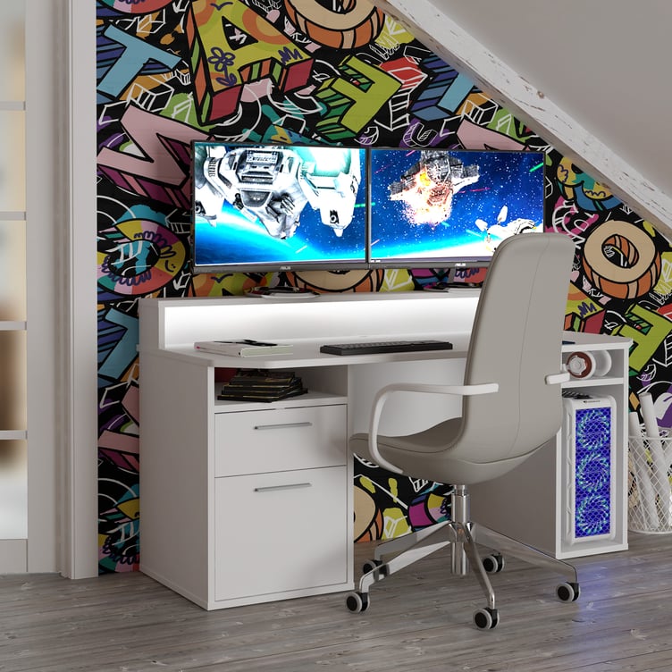 Gamer pelipöytä, valkoinen