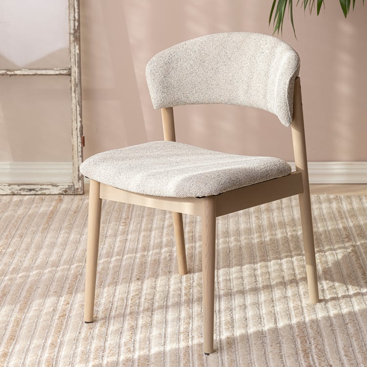 Niela ruokatuoli, valkolakattu tammi / beige kangas