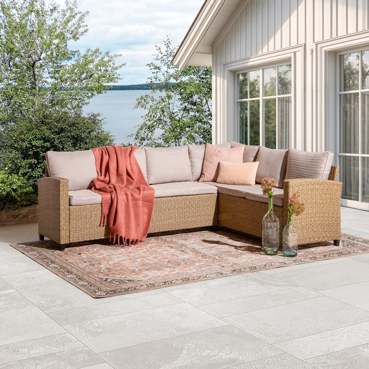 Savona kulmasohva, harmaa/beige polyrottinki