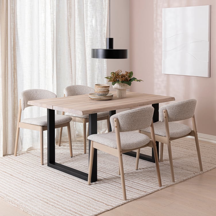 Niela & Estelle ruokailuryhmä neljälle 140x95, valkolakattu tammi, u-jalat