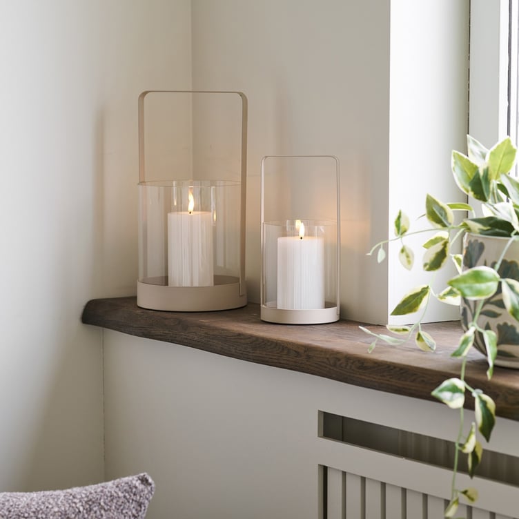 House Nordic Hurricane lyhtysetti lasi/beige metalli, (2kpl/setti)