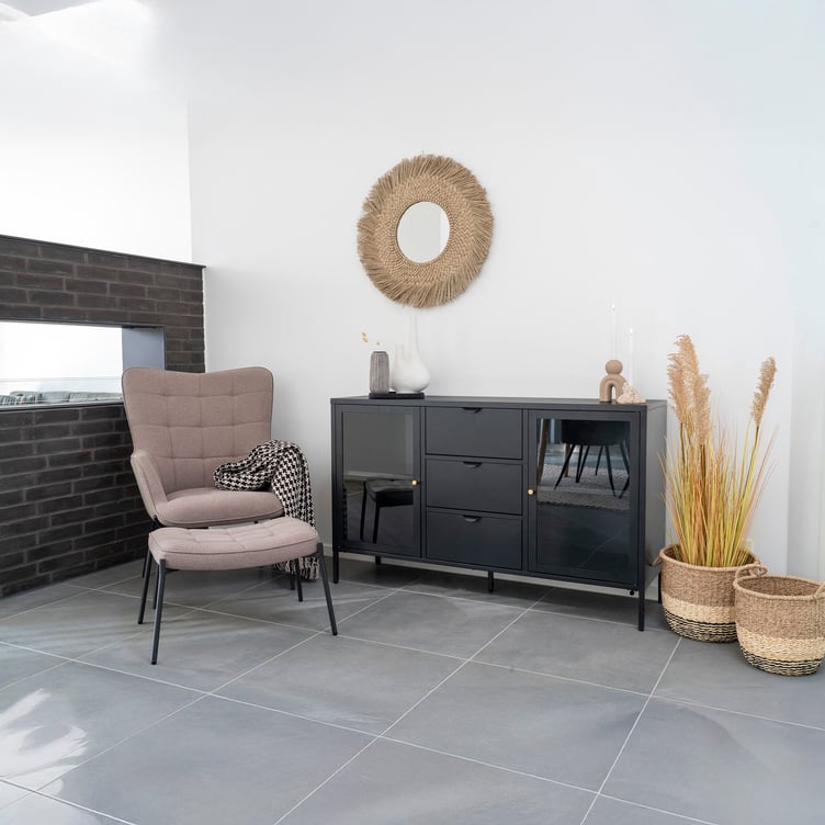 House Nordic Dalby senkki 2-ovea, 3-laatikkoa 140x40x85 cm, musta