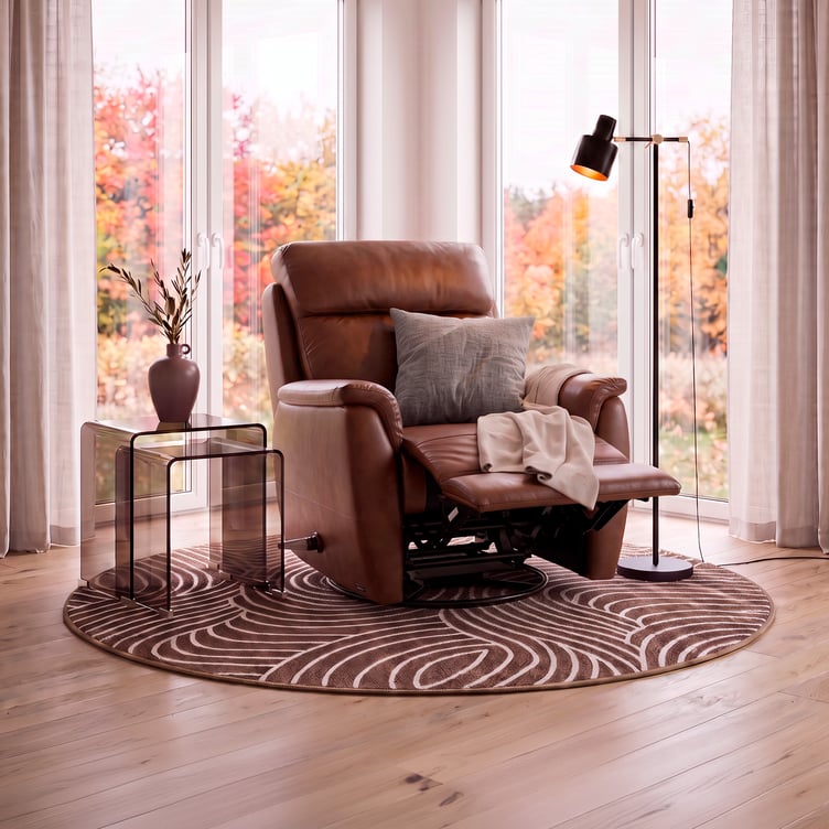 Loungea Colorado recliner-tuoli keinuva/pyörivä, ruskea nahka/keinonahka