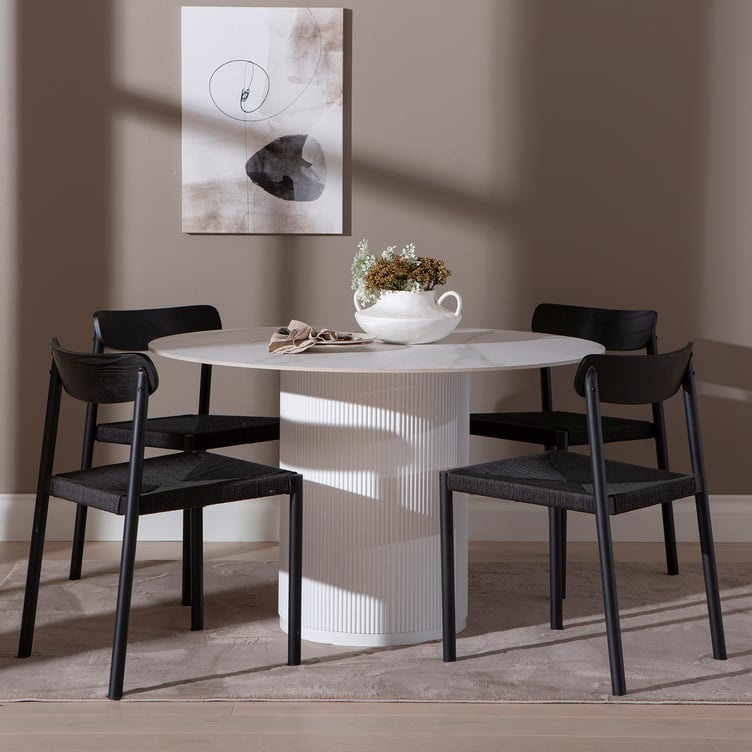Kalida & Malmön ruokailuryhmä pyöreä 120cm neljälle, valkoinen/musta