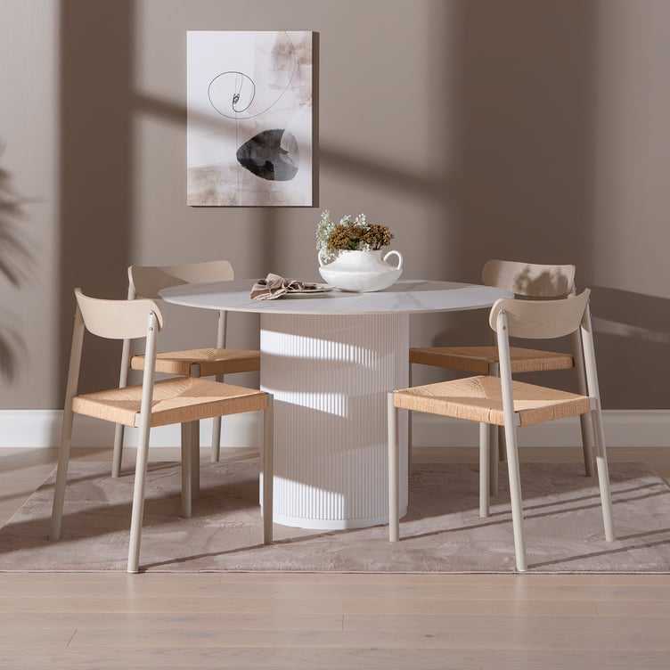 Kalida & Malmön ruokailuryhmä pyöreä 120cm neljälle, valkoinen/greige