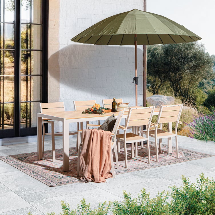 Saarni ruokailuryhmä 205x90, kuudelle, saarni/khaki