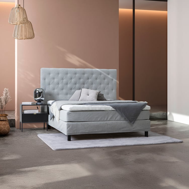 Moon Bronze jenkkisänky 180x200 + Moon Gold luxus petauspatja + Moon Gold pääty, vaaleanharmaa