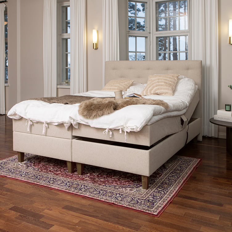 Moon Gold moottorisänky 160x200 + Moon Bronze petauspatja + Moon Gold pääty, beige