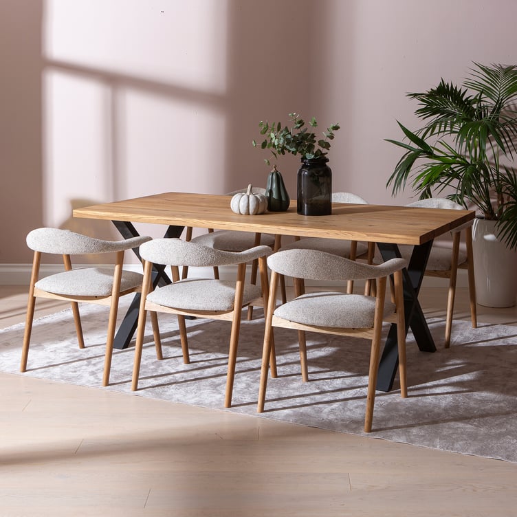 Estelle & Nicola ruokailuryhmä 190x95cm kuudelle, öljytty tammi/musta