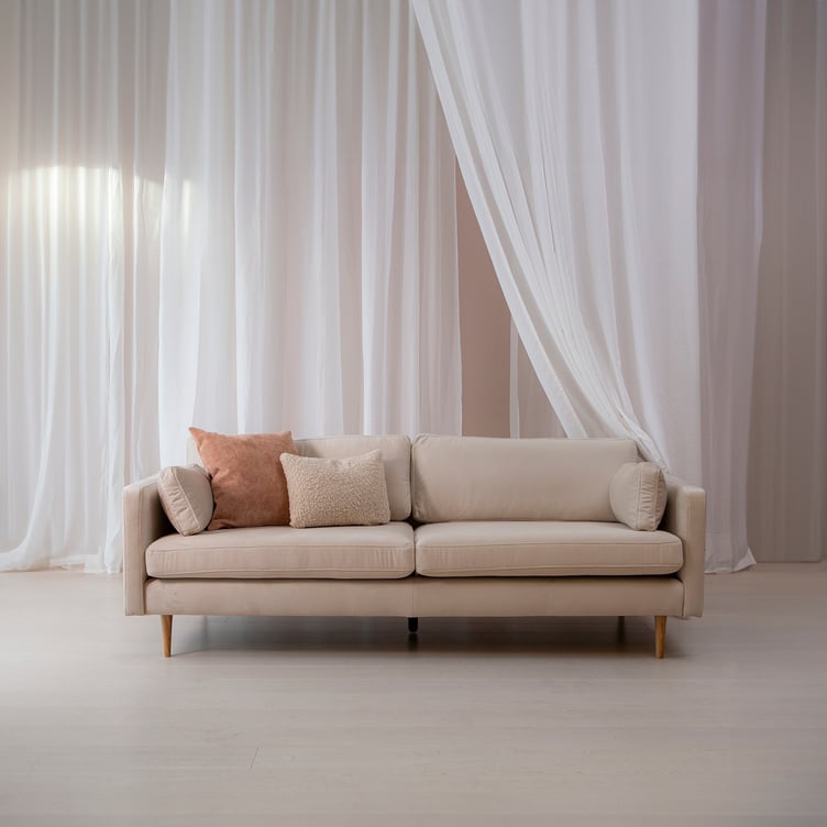 Copenhagen Nordic 3-istuttava sohva, manilla 2 vaalea beige, tammi jaloilla