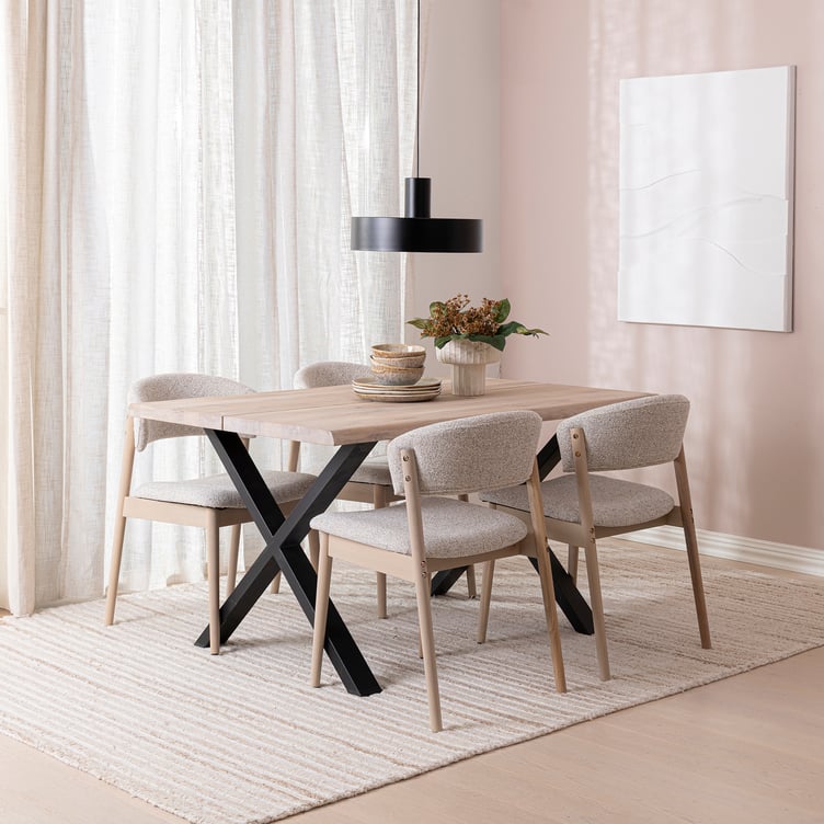Niela & Estelle ruokailuryhmä neljälle 140x95, valkolakattu tammi, x-jalat