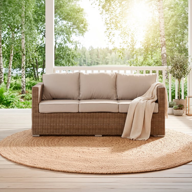 Mode 3-ist. sohva natural polyrottinki / beige pehmuste