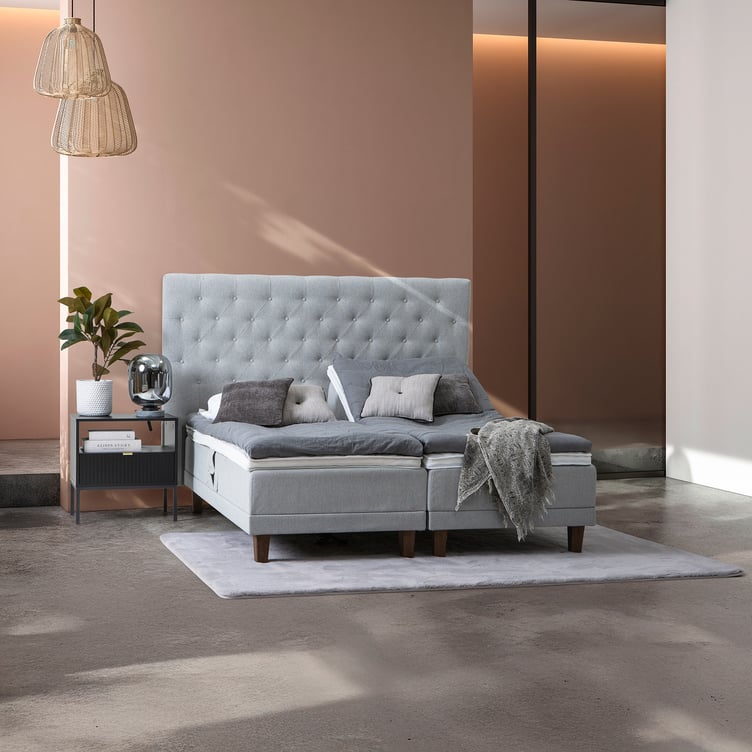 Moon Bronze moottorisänky 180x200 + Moon Bronze petauspatja + Moon Gold pääty, vaaleanharmaa