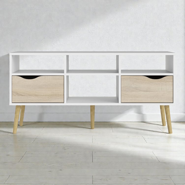 Oslo tv-taso 117cm valkoinen/tammi