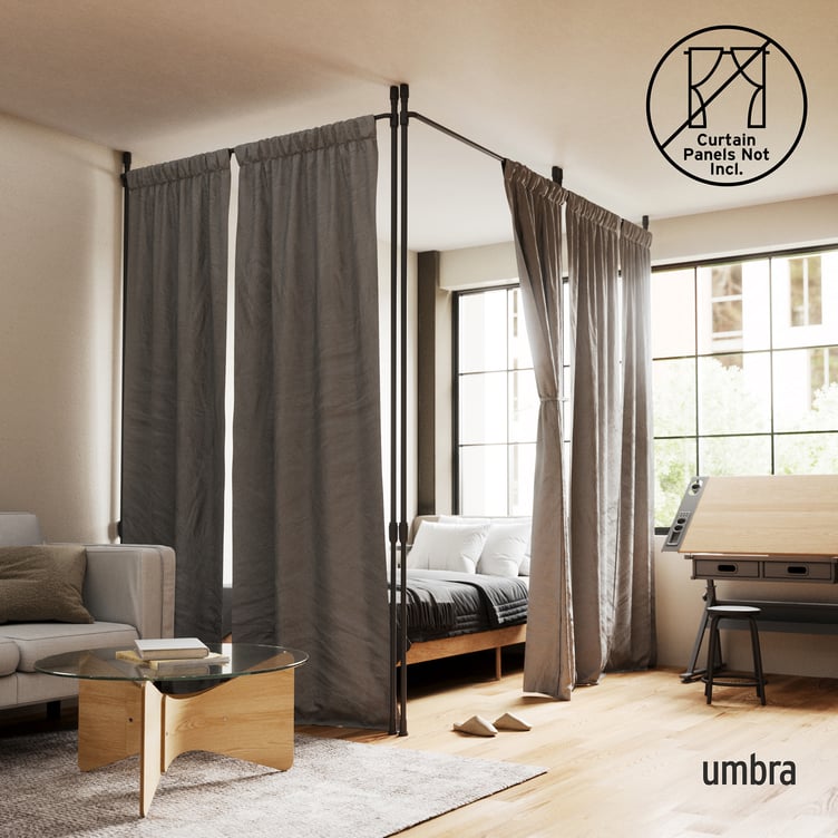 Umbra Anywhere säädettävä verhotanko/tilanjakaja musta