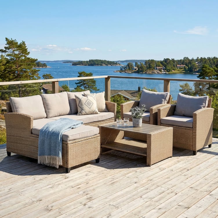 Savona sohvaryhmä harmaa/beige (divaanisohva +matala pöytä + 2 nojatuolia)