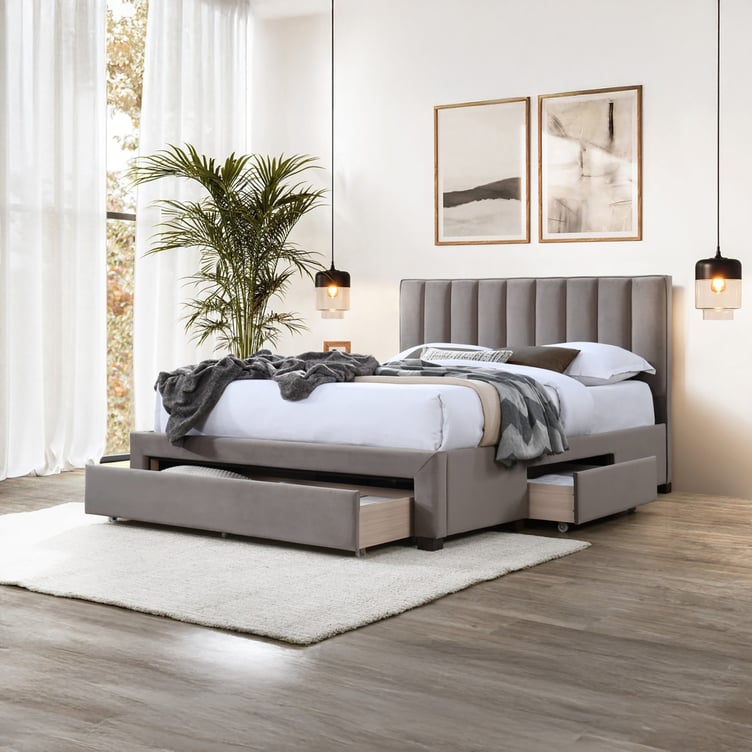 Helmi sängynrunko 160cm säilytyslaatikoilla, beige