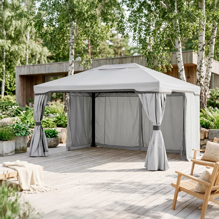 Baron paviljonki 3x4m vaaleanharmaa, sis. katon ja sivuseinät