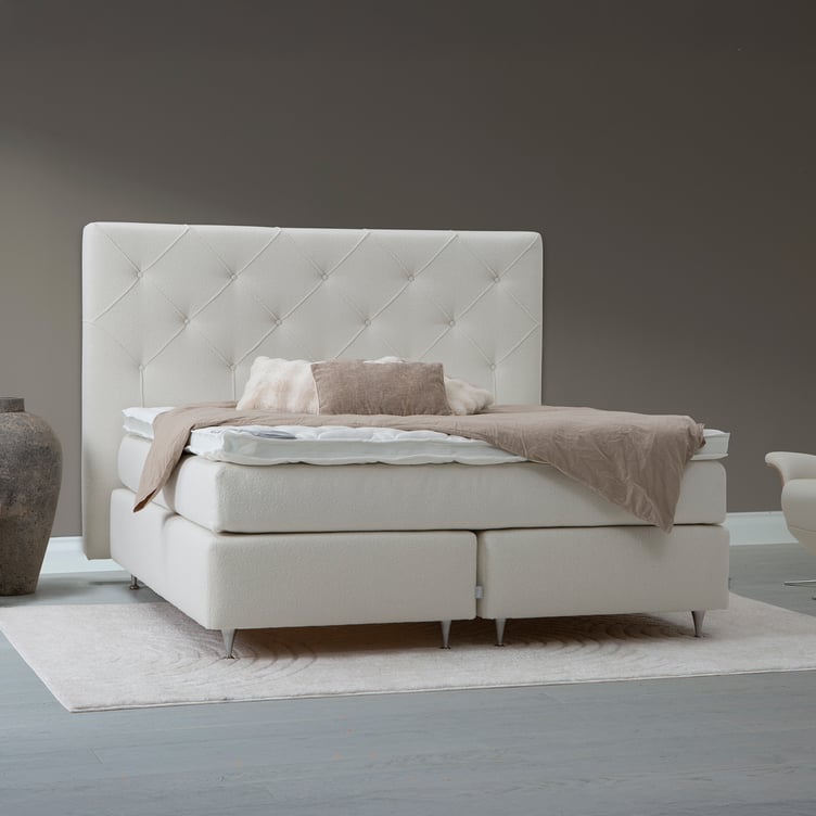 Fly jenkkisänky 160x200cm Alpine 101 ivory, medium. Sis. visco 160pp ja 12cm kromi jalat