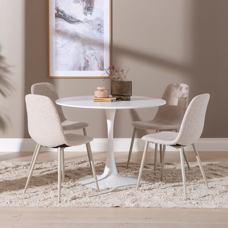 Apollo & Maria ruokailuryhmä pyöreä 100cm neljälle, valkoinen/beige