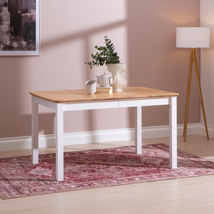 Frida jatkettava ruokapöytä 90x135+40 cm valkoinen runko / lakattu koivu kansi