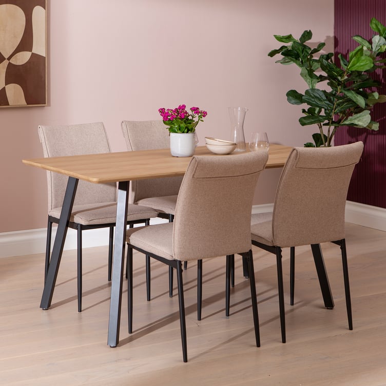 Nelly ruokailuryhmä 140x80 neljälle, pöytä natural / tuolit beige