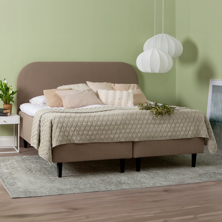 Unelle 500 Viscolux runkopatjasetti 5-vyöh. visco 160x200cm medium/medium, Fano 15 ruskea, mustat puujalat (sis. Memory-petauspatja soft + sileä pääty)