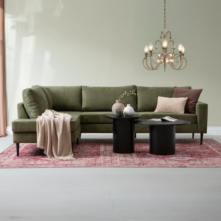 Blink avokulmasohva vasen Aragon-kangas, musta jalka