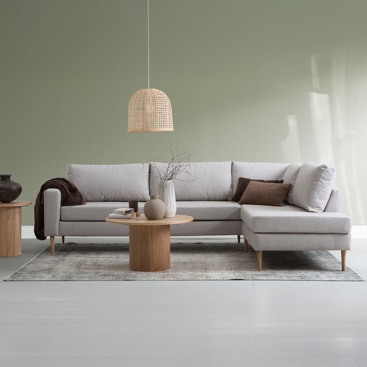 Blink avokulmasohva oikea beige, tammijalka