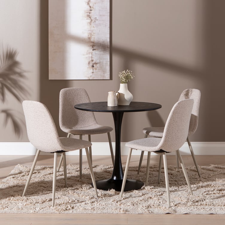 Apollo & Maria ruokailuryhmä pyöreä 80cm neljälle, musta/beige
