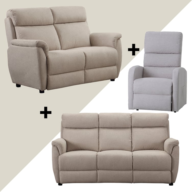 Luca & Stella 3+2 istuttavat sohvat beige + Recliner tuoli beige