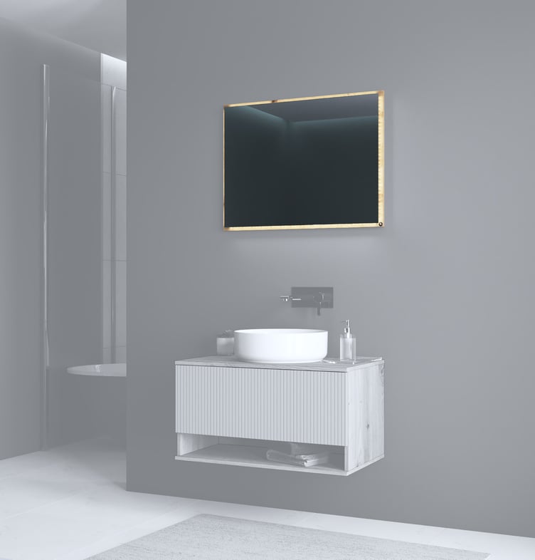 Kupla peili 80cm led-valolla, artisan tammi