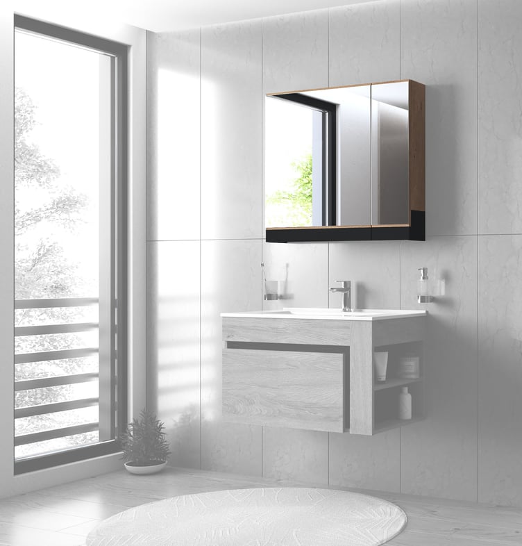 Puhto peilikaappi 80cm, tammi /musta