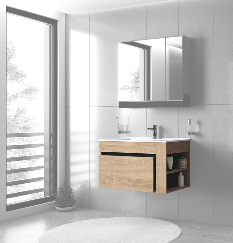 Puhto allaskaappi, tammi/musta 80cm