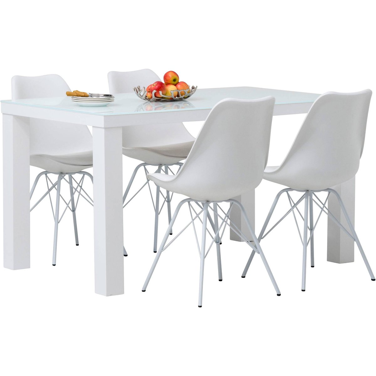 Cubic & Concept White ruokailuryhmä 85x140 neljälle valkoinen