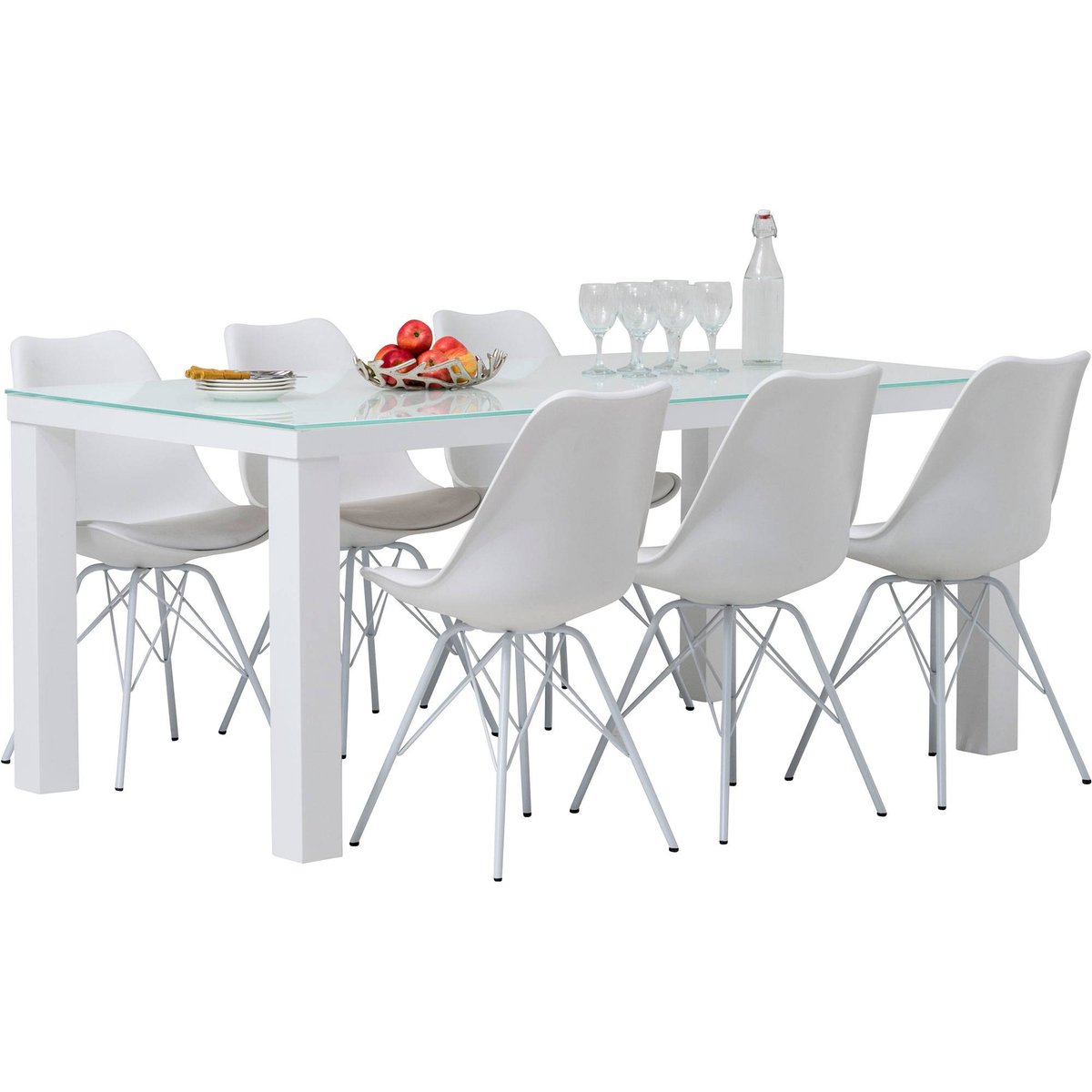 Cubic & Concept White ruokailuryhmä 95x180 kuudelle valkoinen