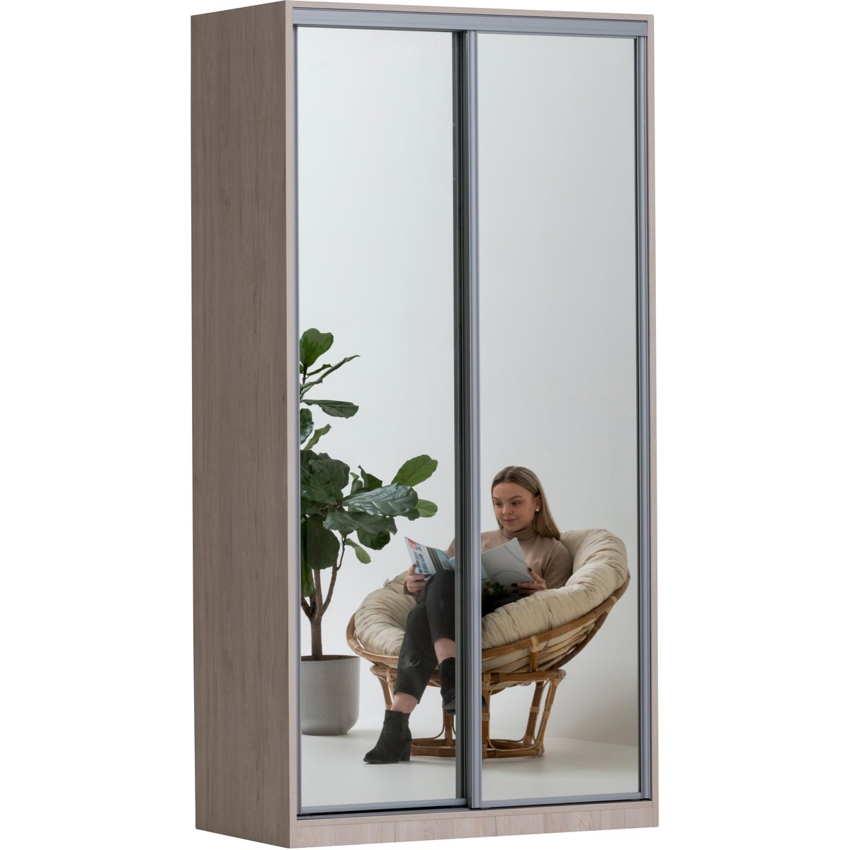 Doorit liukuovikomero 2 x 60 cm levyovi 236x120x45, tammi