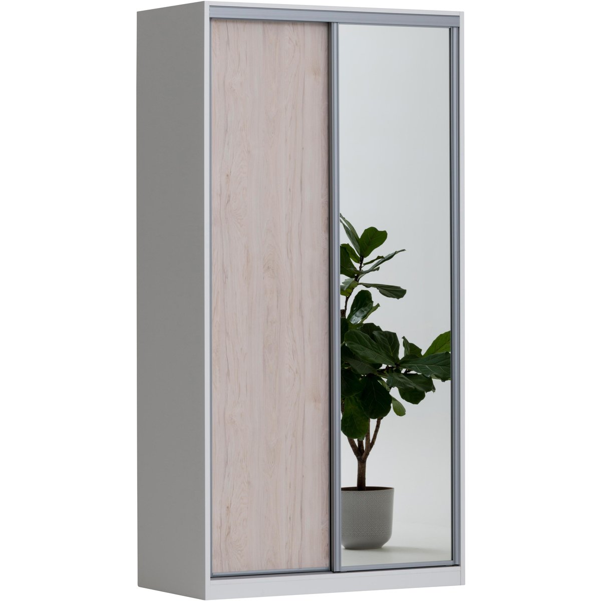 Doorit liukuovikomero + 1 x 60 cm levyovi 1 x 60 cm peiliovi 236x120x62, valkoinen